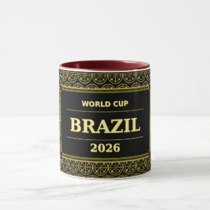 Caneca Fã de Futebol Brasileiro 2026 Luxo Preto e Dourado