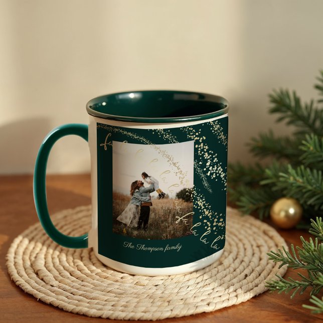 Caneca Fa La Magical Dourado Christmas Carol Song Foto (Fa La La Magical Gold Christmas Carol Song Photo Mug)