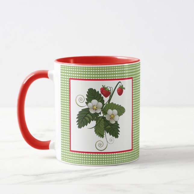 Caneca Fábrica de Morango com Gingham Border Mug (Esquerda)
