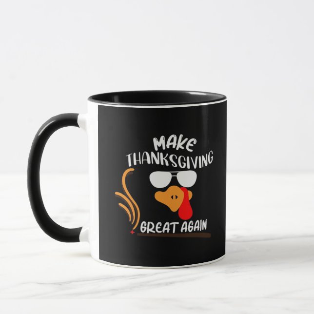 Caneca Faça Excelente De Ação De Graças Novamente, Engraç (Esquerda)