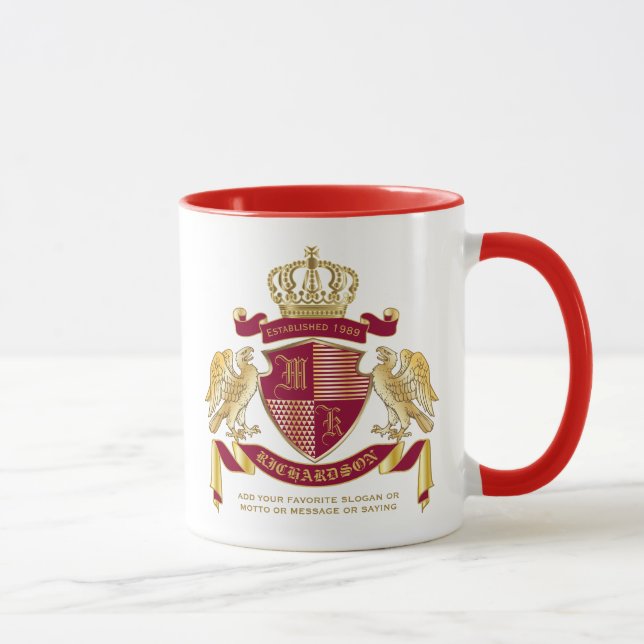 Caneca Faça seu próprio Casaco de armas emblema de águia  (Direita)