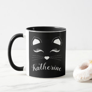 Caneca Face de Gato Preto e Branco