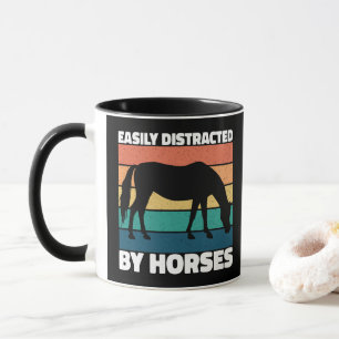 Caneca Fácil Distração Por Cavalos Amantes Cute Pony Engr