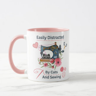 Caneca Fácil Distração Por Gatos E Cozeduras - Gato De Co