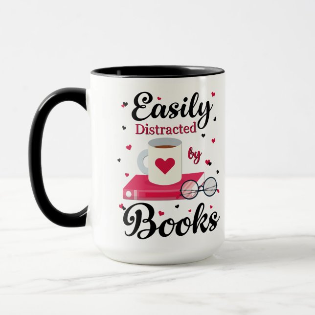 Caneca Facilmente distraído pelos livros (Esquerda)