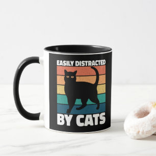 Caneca Facilmente Distraído Por Gatos Fofos Dono de Gato 