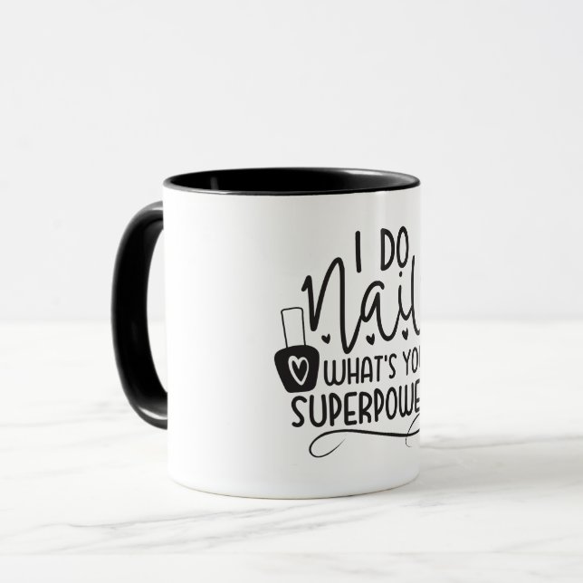 Caneca Faço unhas qual é o seu superpoder, Nail Tech (Frente Esquerda)