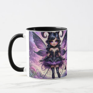 Caneca Fada Angelina Roxa Gótica Escorpião Chifres Zodíac