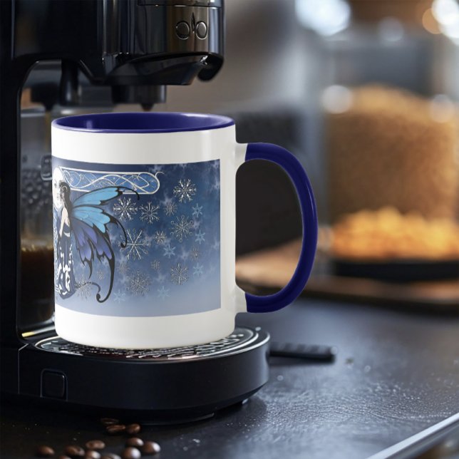 Caneca Fada de Inverno Celta Lua Azul Flocos de Neve Fant (Criador carregado)