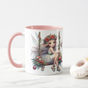 Caneca Fada de Natal com Aquarela   Fesiday Mug