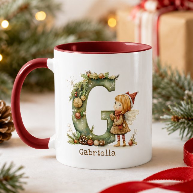 Caneca Fada de Natal Fofo Personalizado Iniciais Capricho (Criador carregado)