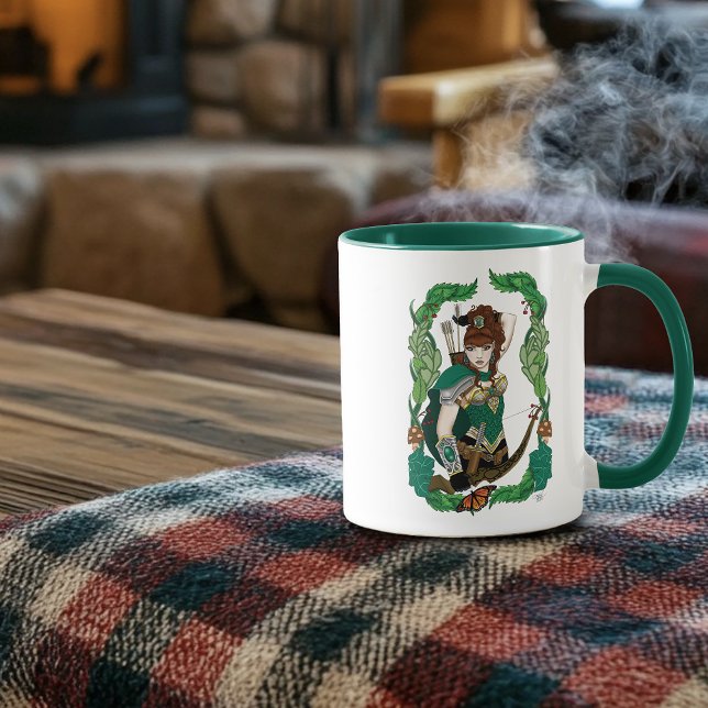 Caneca Fada Florestal Arqueira Elfa Fantasia Verde Encant (Criador carregado)