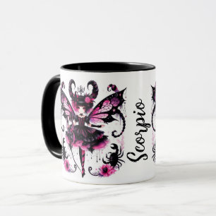 Caneca Fada Gótica Negra Cor-de-rosa Escorpião Astrologia