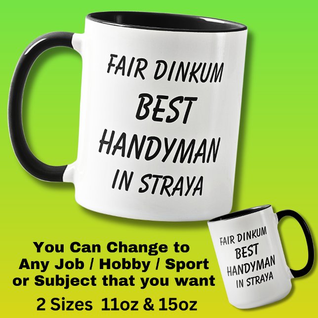 Caneca Fair Dinkum MELHOR HANDYMAN em Straya (Criador carregado)