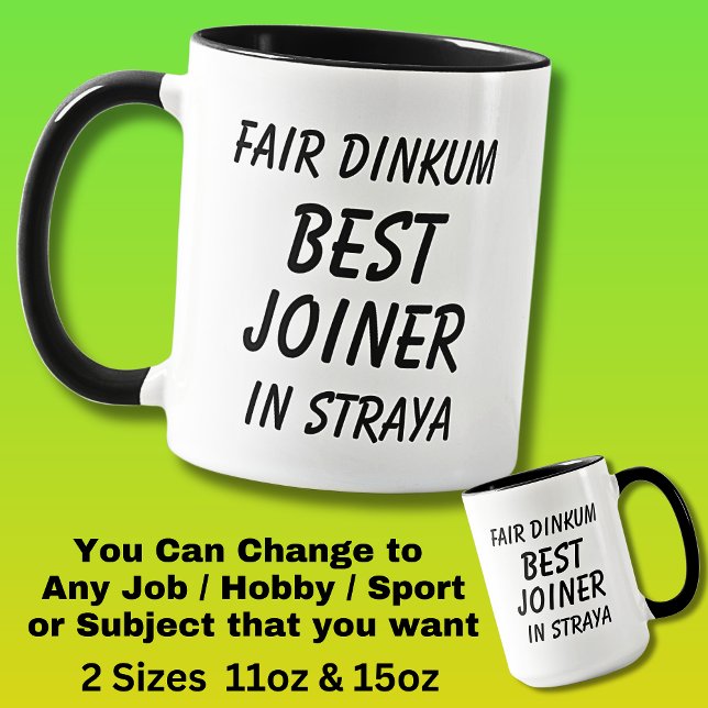 Caneca Fair Dinkum MELHOR JOINER em Straya (Criador carregado)