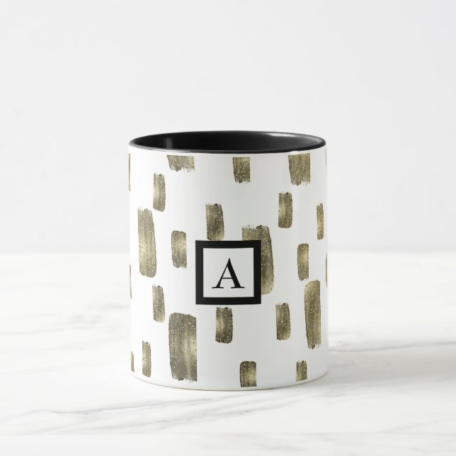 Caneca Faísca de Bronze Dourado Pincel de Tinta Moderna (Centro)