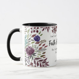 Caneca Faith Hope ama Escritura Religiosa Citação Floral