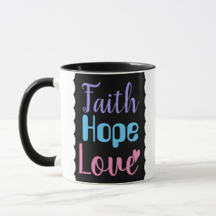 Caneca Faith Hope ama o coração cristão inspirador