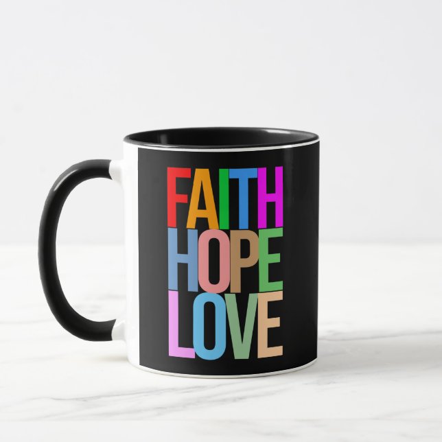 Caneca Faith Hope Love Positive Colour (Esquerda)