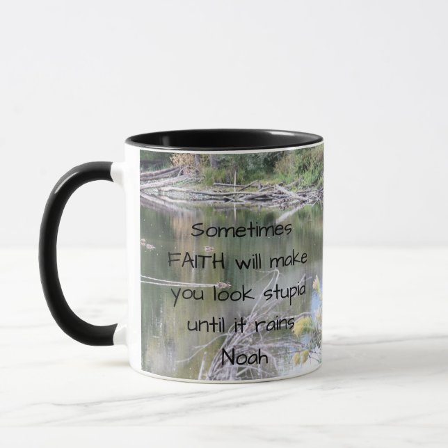 Caneca Faith Inspirational Humor Cote Bíblia Christian (Esquerda)