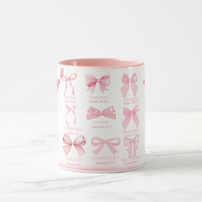 Caneca Faithful & Beautiful – Pink Bow Christian Affirmat (Centro)