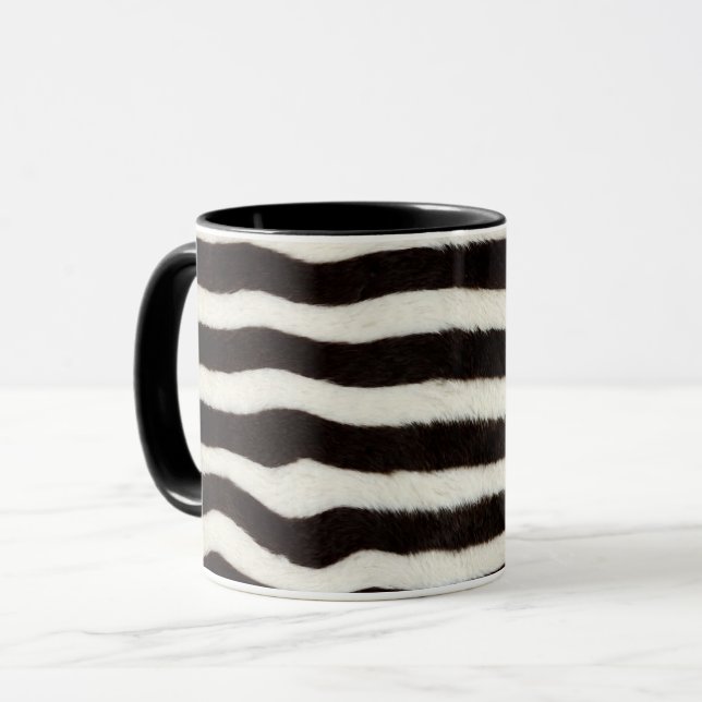 Caneca Faixa de Zebra Selvagem Preto e Branco com Visual  (Frente Esquerda)