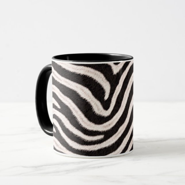 Caneca Faixa de Zebra Selvagem Preto e Branco com Visual  (Frente Esquerda)
