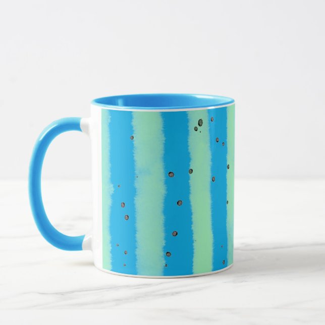 Caneca Faixa Vertical Moderna em Azul-Céu (Esquerda)