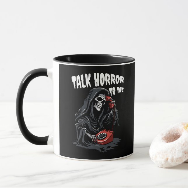 CANECA FALE HORROR COMIGO GRIM REAPER TELEFONE VERMELHO (Com Donut)
