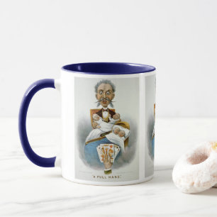 Caneca Família Antiga, Pai com Bebês e Mão de Pôquer