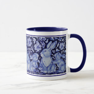 Caneca Família Coelho Cinto Azul Delft Dedham Mug