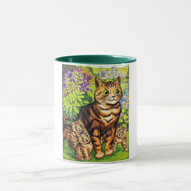 Caneca Família de Gatos em Jardim, Louis Wain (Centro)