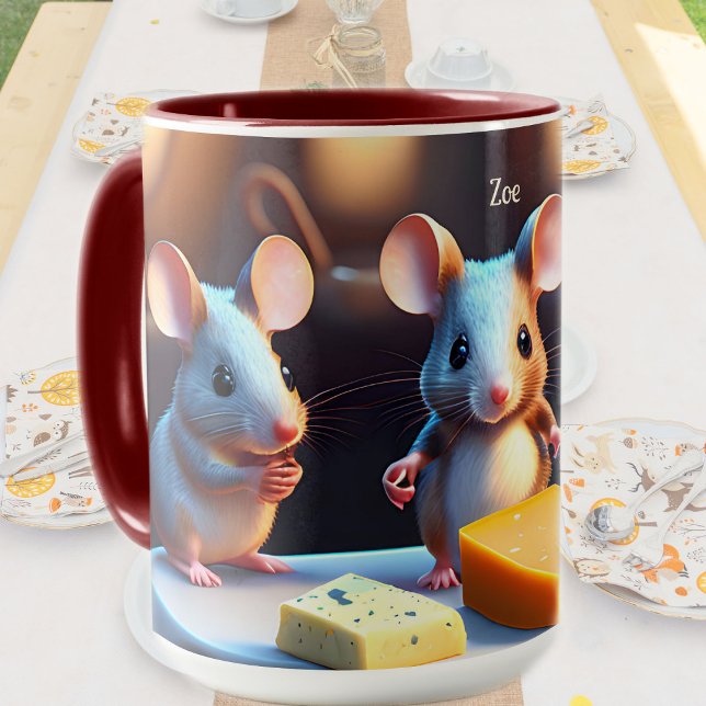 Caneca Família de mouse na mesa de jantar (Criador carregado)