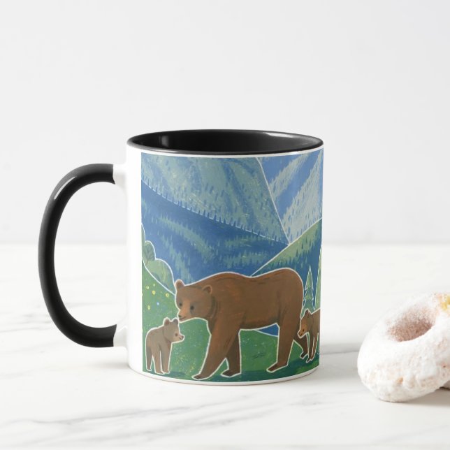 Caneca Família de Ursos no Vale (Com Donut)