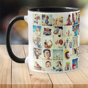 Caneca Família e Pet Modernos de 30 Fotos Personalizadas