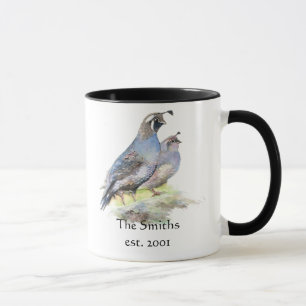Caneca Família Monograma de Data Personalizada de Pássaro