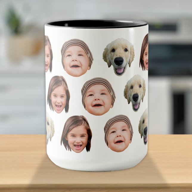Caneca Família Personalizada Bonita Face 3 Fotos (Criador carregado)