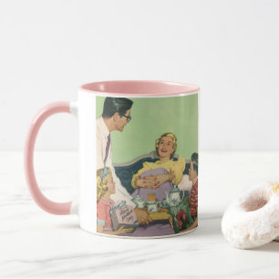 Caneca Família Retrô Serve o Café da Manhã na Cama para a