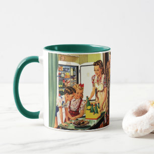 Caneca Família Vintage, Mãe com Crianças, Lanches na Cozi