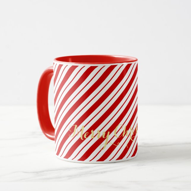 Caneca Família Xmas Bonita De Canas Vermelhas De Natal (Frente Esquerda)