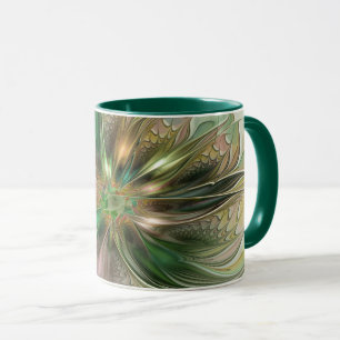 Caneca Fantasia Abstrata Moderna Colorida Flor Fractal