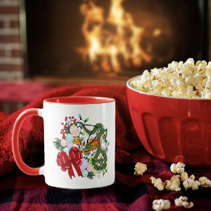 Caneca Fantasia de Dragão Chinês no Aro de Natal Fantasia
