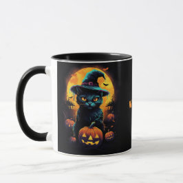 Caneca FANTASIA DE MADEIRA, Gato Negro editável
