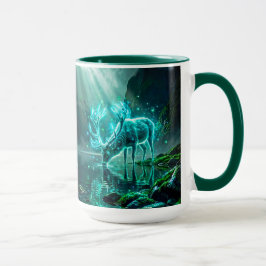 Caneca Fantasia Épica Cervo Espiritual Brilhante Lago da