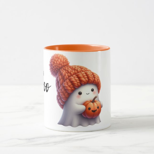 Caneca Fantasma Bonita Cozy em Chapéu Macedo Segurando Pu (Centro)