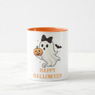 Caneca Fantasma Bonito com Arco e Pumpkin Dia das Bruxa