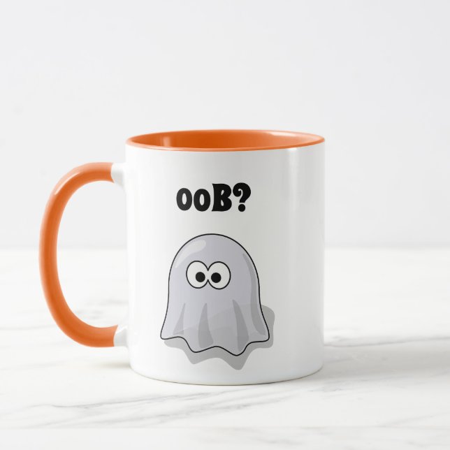 Caneca Fantasma Confuso Diz "Oob?" Desenho Animado Divert (Esquerda)