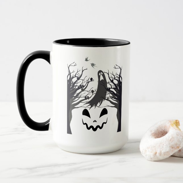 Caneca Fantasma da Floresta Assombrada – Silhueta  (Com Donut)