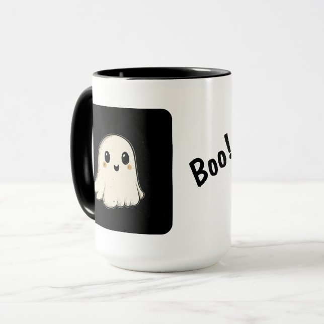Caneca Fantasma de Halloween com Boo! (Frente Esquerda)