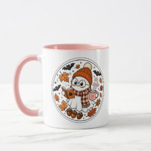 Caneca Fantasma de Halloween de Outono Adorável com Cacau